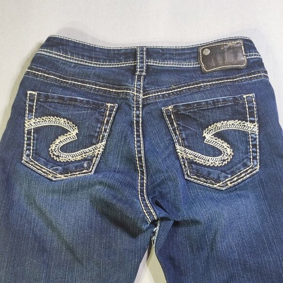 Silver Jeans Suki High Capri women's size W29 ink blue factory distressed - Picture 4 of 16